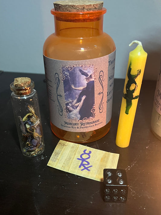Mercury retrograde survival kit & spell bottle.